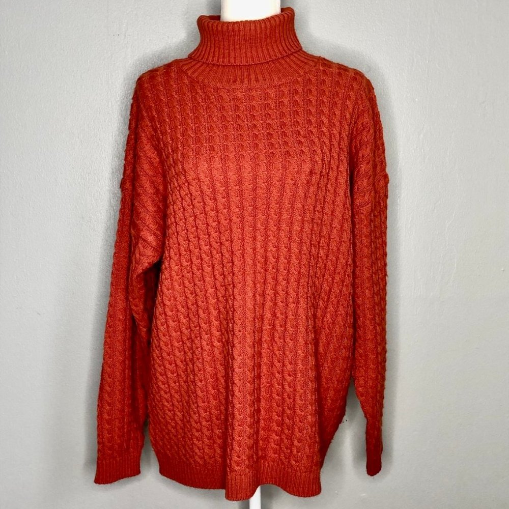 VTG Tower Hill Cable Knit Turtleneck Sweater Tunic